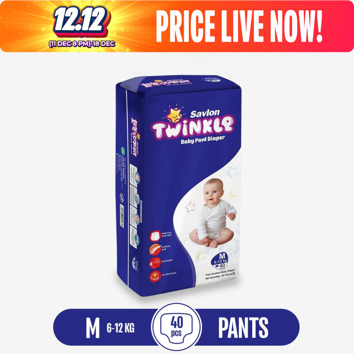 Savlon Twinkle Baby Pant Diaper Medium 40 pcs