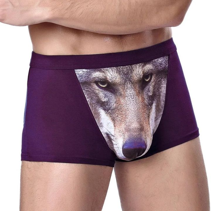 Men's%20Unique%203D%20Printed%20Wolf%20Eagle%20Head%20Flat%20Angle%20Pants%20Mid-waist%20Boxer%20Shorts%20Breathable%20Knitted%20Modal%20Fabric%20-%20Image%204