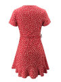 Summer Women’s Floal A-Line Dress Sweet Elegant Floral Ruffles V-neck Bandage Short Dress for Lady Chic Flowers Mini Dress.