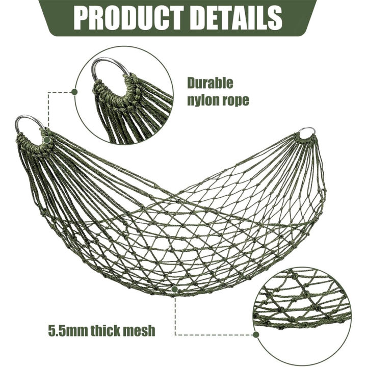 Travel%20Hammock,Camping%20Hammock,%20Outdoor%20Sport%20Hammock%20%20Green%20Net%20Mesh%20Nylon%20Sleeping%20Bed%20-%20Image%202