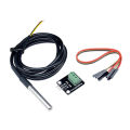 DS18B20 Temperature Sensor Module Kit Waterproof 100CM Digital Sensor Cable Stainless Steel Probe Terminal Adapter For Arduino. 