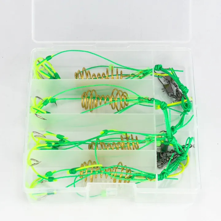 DNDYUJU%204pcs/Box%20Explosion%20Fishing%20Hook%206#-13#%20Fishing%20Lure%20Bait%20Trap%20Feeder%20Cage%20Fishing%20Hook%20with%20Stainless%20Steel%20Springs%20-%20Image%202