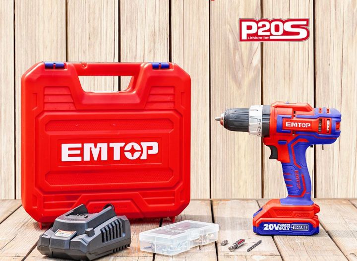 20 Volt Emtop Drill  20 V lithium ion Cordless Drill