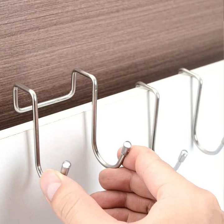 304stainless%20steel%20hooked%20punching%20doubleS-shaped%20hook%20kitchen%20bathroom%20cabinet%20door%20back%20style%20clothes%20hats%20towels%20storage%20rack%20-%20Image%202
