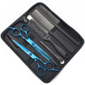 Hair Scissors 6" Japan Stainless Hairdressing Scissors Blue Hair Scissors Barber Shop Thinning Scissors Haircut Set Comb C1001.