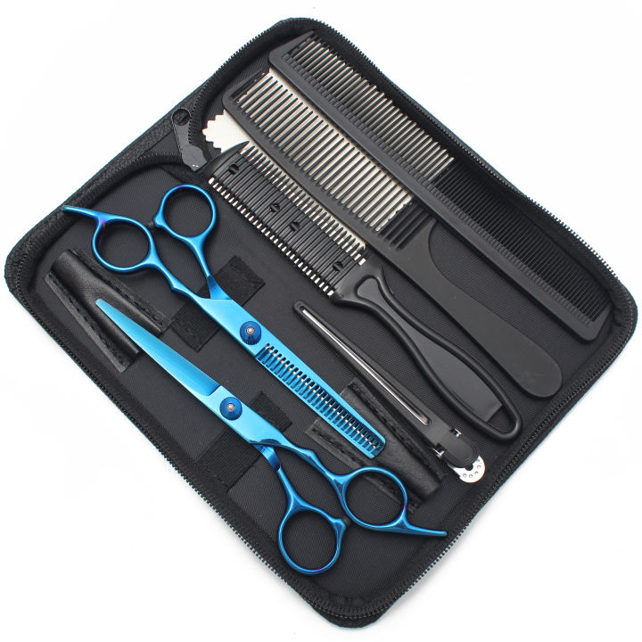 Hair%20Scissors%206"%20Japan%20Stainless%20Hairdressing%20Scissors%20Blue%20Hair%20Scissors%20Barber%20Shop%20Thinning%20Scissors%20Haircut%20Set%20Comb%20C1001%20-%20Image%205