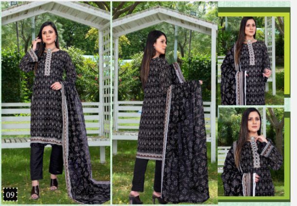 black and white Dress unstich 3piece Muhram ul haram collection