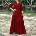 Casual Frocks for Women - Summer Season, High Quality Fabric, Elegant Design, Available in Red Color. 