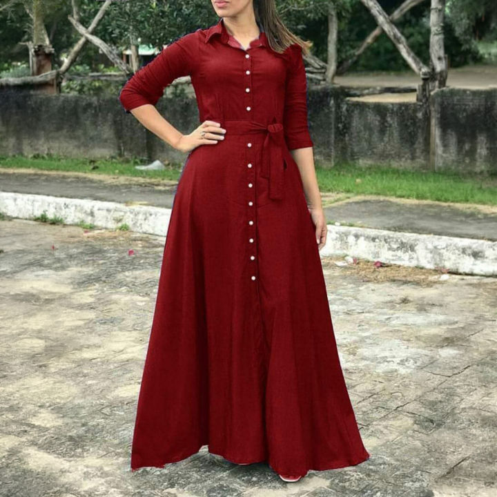 Casual Frocks for Women - Summer Season, High Quality Fabric, Elegant Design, Available in Red Color