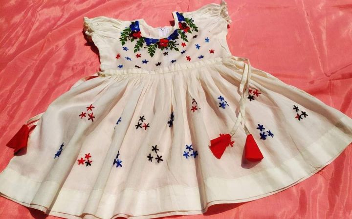 Hand embroidery baby dress Daraz .bd