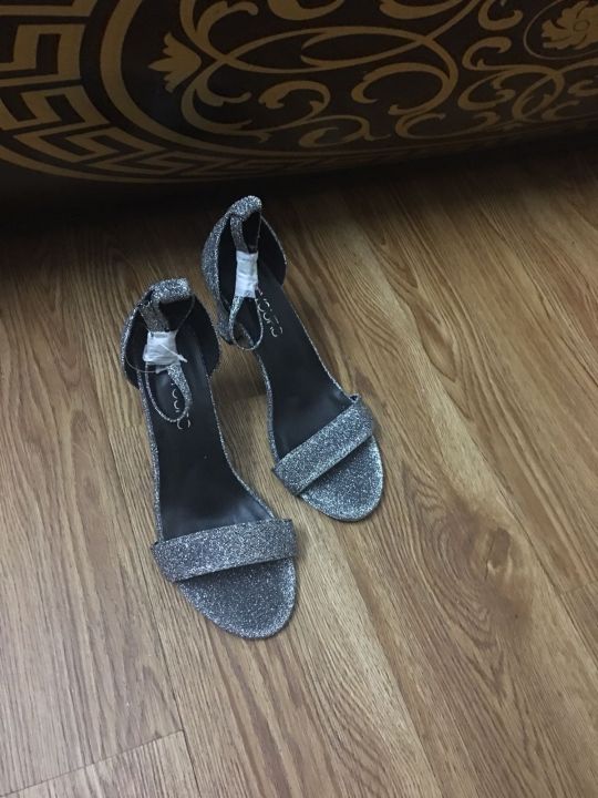 high heel sandals in silver for women