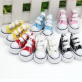 1Pair Fashion 5cm Length Doll Shoes 1/6 Scale Mini Sneakers Denim Canvas High Top Plimsolls Playing House Handmade Props Toys. 
