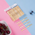 100/200/750pcs Disposable Fruit Fork Cake Picks Fruit Bamboo Stick Fork Mini Cocktail Forks Party Supplies for Appetizer Dessert.