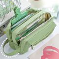 Multi Layered Pencil Case with Transparent Front Pocket Design, Large Capacity and Cute Student Supplies.