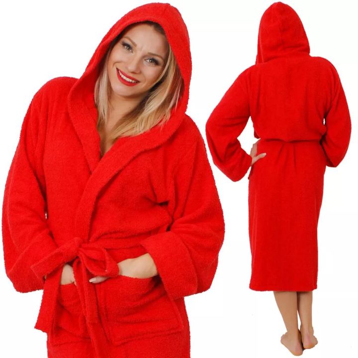 LADIES%20HOODED%20BATHROBE%20100%25%20COTTON%20PRESENT%20WOMENS%20GIFT%20DRESSING%20GOWN%20-%20Image%203