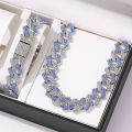 2pcs Jewelry Set Hip Hop Geometric Cuban Chain Neck Fashionable High Quality Hip Hop Rhinestone Neck Bracelet Jewelry holiday gi. 