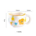 300ML Korean Style Hand Pinched Irregular Ceramic mug Hand-painted Flower Heart Coffee Cup Breakfast Milk Afternoon tea cup Gift. 