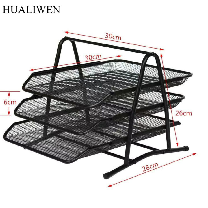 Office Supplies, Wire Mesh, Metal Three-layer File Rack, Data Tray ...