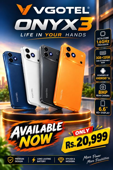 vgotel onyx3 3gb ram 32gb memory 6.6" hd plus display