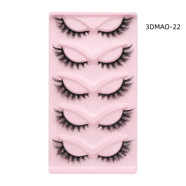 GROINNEYA%20Cat%20eye%20Eyelashes%203D%20Natural%20False%20Lashes%20Fluffy%20Soft%20Cross%205%20pairs%20Manga%20Lashes%20Wispy%20Natural%20Eyelash%20Extension%20Makeu%20-%20Image%207