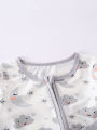Newborn Baby Bodysuit with Zipper  for All Seasons Boys  Long Sleeve Romper Clothes Girls Round Neck Bodysuit 0-1-3-6M. 