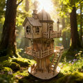 Wooden Treehouse 3D Puzzle Model DIY Construction Kit Creative Treehouse Building Set Home Decor Handcrafted Model. 