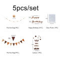 4PCS Retro birthday party pennant fur ball cake linked letter banner flag decoration layout 1 set of 4 pieces..