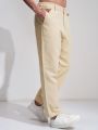 Men's Straight Fit Chinos Gabardine Pant | Dark Cream Colour | Daiyan Emporium.