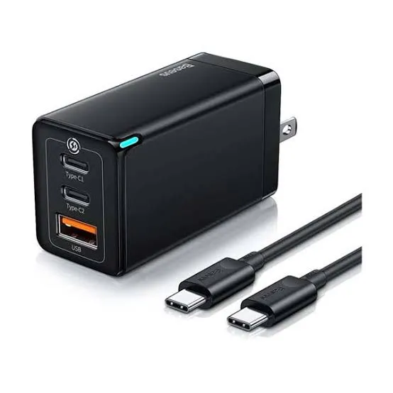 BASEUS GaN5 Pro Fast Charger 2C+U Three Ports 65W with Type C Cable ...