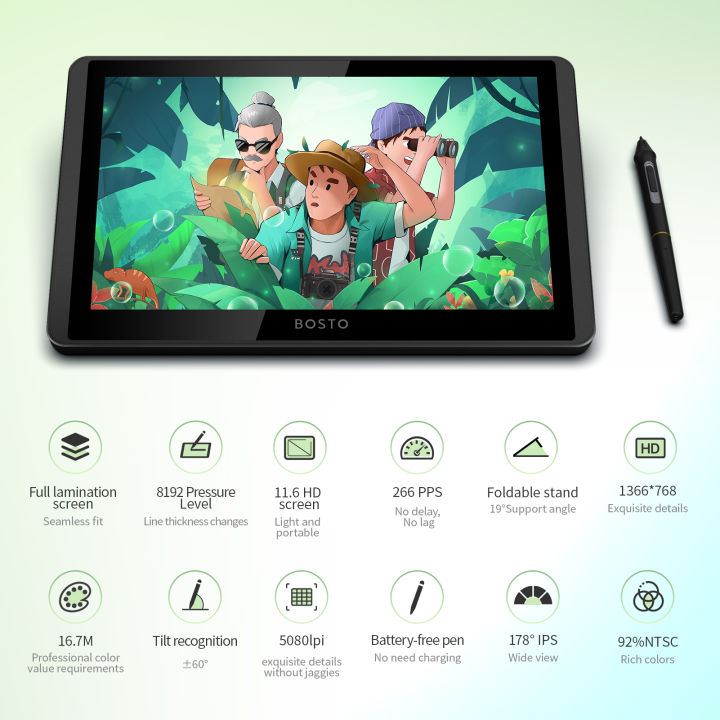 BOSTO%2012HD-A%20H-IPS%20LCD%20Graphics%20Drawing%20Tablet%20Monitor%2011.6%20Inch%20Size%201366x768%20Display%208192%20Pressure%20Level%20Passive%20Technology%20-%20Image%204
