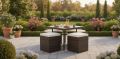 5-Piece Space-Saving Wicker Patio Dining Set with Nested Chairs | All-Weather Rattan Cube Furniture with Table for Small Balconies & Decks - Emaan Traders. 