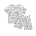 Novelty Kid DIY Hand Painted Homewear  Short-sleeved T-shirt and shorts Pajama Sets For Boy And Girl (without painting pen). 