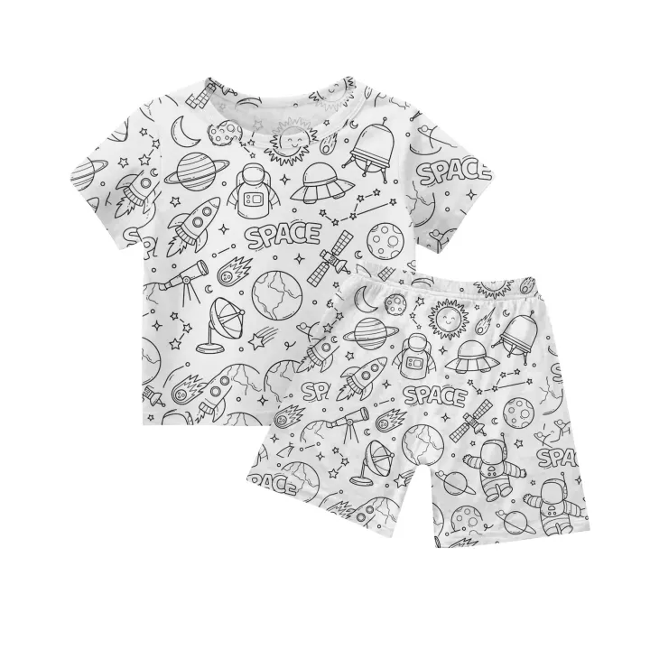 Novelty%20Kid%20DIY%20Hand%20Painted%20Homewear%20%20Short-sleeved%20T-shirt%20and%20shorts%20Pajama%20Sets%20For%20Boy%20And%20Girl%20(without%20painting%20pen)%20-%20Image%204
