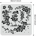 Cherry Blossoms Drawing Stencils 12x12inch Cherry Tree Branch Painting Templates for Scrapbooking Fabric Floor Furniture Wall. 