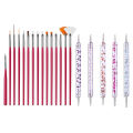 20Pcs/Set Nail Art Brush Ombre Brushes UV Gel Nail Polish Brush Painting Drawing Carving Pen Set For Manicure DIY Design Tools. 