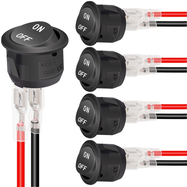Rocker Switch On/off Position 5Pcs 12V Round Rocker Switch AC 6A/250V 10A/125V SPST 2 Pin 2 Position ...
