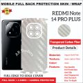 REDMI Note 14 PRO PLUS full Back 360 Protection skin wrap with sides and camera protection premium quality skin wrap for Redmi Note 14 Pro Plus full cover wrap sheet for redmi note 14 pro plus. 