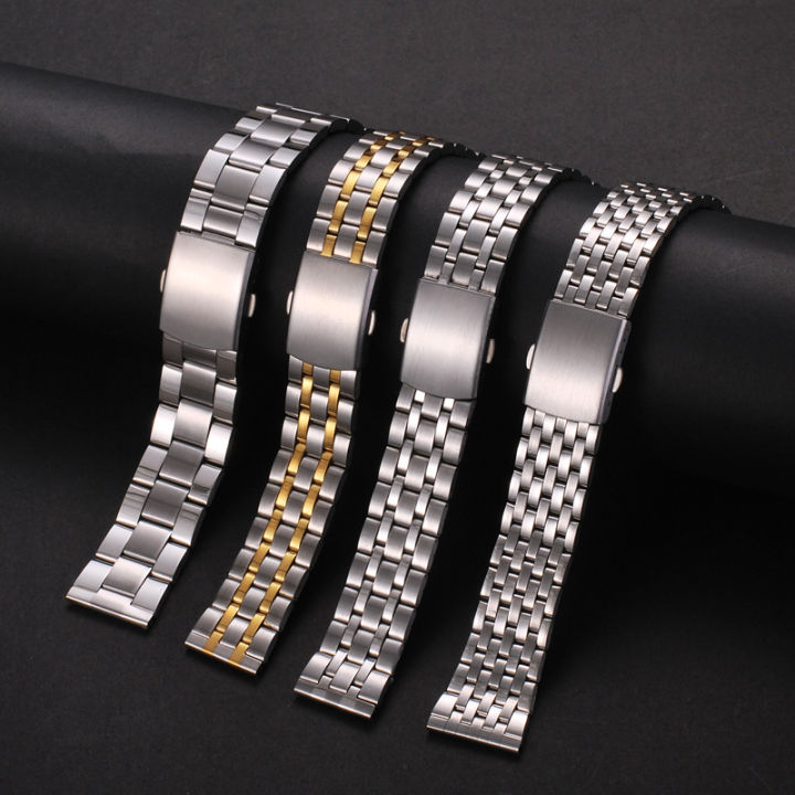 Stainless Steel Watch Band Universal Strap Folding Safety Buckle for Women Bracelet Strap18mm 20mm 22mm Watch Belt Accessories