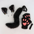 Halloween Cats Costume Set for Girl Cosplay, Halloween Cats Costume Accessories with Headband, Tail, Gloves 3Pcs.