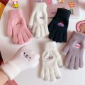 Kawaii Gloves Female Cute Cartoon Embroidered Bear Touchscreen Gloves Autumn Winter Warm Women Shopping Knit Gloves Soft Gloves. 