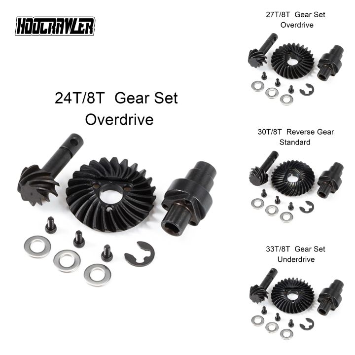 Helical Bevel Gear Set Overdrive Underdrive 24/8T 27/8T 30/8T 33/8T for Axial SCX10 Pro SCX10 II AR44 SCX10 III AR45 Capra F9