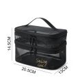 Double-layers Black Mesh Cosmetic Bag Travel Portable Large-Capacity Makeup Case Organizer Storage Pouch Zipper Toiletry Bags.