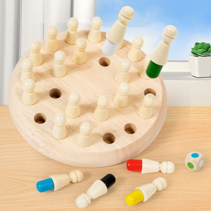 Kids Wooden Memory Match Stick Chess Fun Color Game Board Puzzles Educational Toy Montessori Cognitive Learning Toy for Children