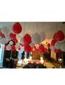 Birthday Decoration Items for Girls Boys with Red and White theme Metallic Balloons, Red Star Foil Balloons, Silver Foil Curtain, Red Banner. 