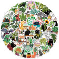 50 PCS Cat and Plant Stickers for Water Bottles,Cute Vinyl Waterproof Laptop Skateboard Stickers Aesthetic Computer Hydroflask. 