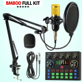ORIGINAL BM800 Condenser Microphone KIT with & without V8 & V10 SoundCard for Studio Recording ~ Home Studio Setup for PodCasting, Live Streaming, Gaming, Singing, ASMR with Mic Suspension Scissor Arm, XLR Cable, Shock Mount and Pop Filter ~ By FunBug. 