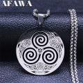 Stainless Steel Witchcraft Vortex Necklace Silver Color Viking Triskelion Celtic Knot Spiral Triskele Necklace Jewelry N7062S02.