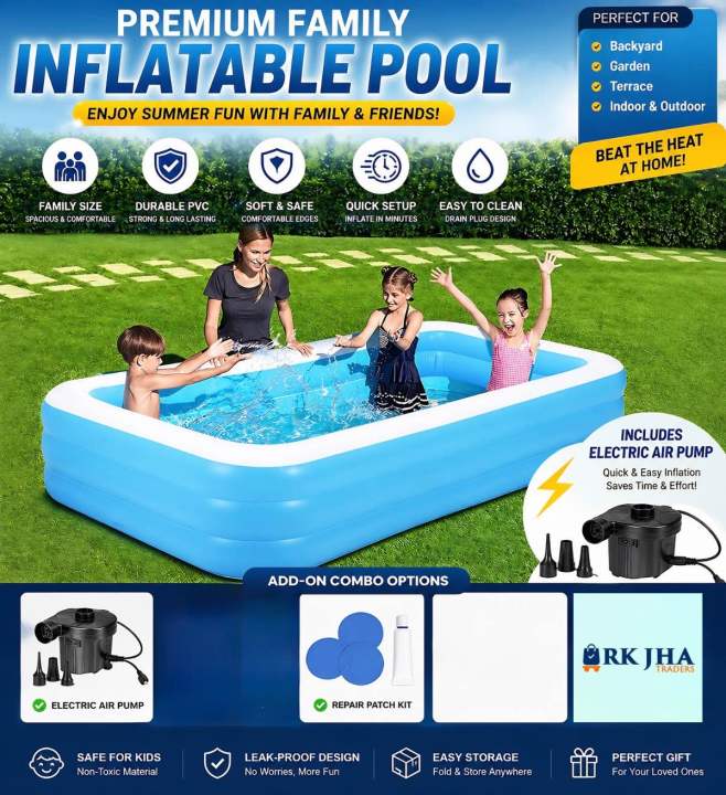 Swimming%20Pools%20geniune%20,%20Family%20Full-Sized%20Inflatable%20Pools(180cmL/125cmW/60cmH)%20(%20210cmL/135cmW/%2060H)%20(260cmL/145W/60cmH)(305cmL/155cmW/60cmH)With%201%20electric%20pump%20-%20Image%202