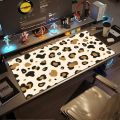 Trendy Brown Leopard Print Large Desk Mat, Minimalist Leopard Extended Mouse Pad, Non-Slip Desk Pad for Home Office Decor. 