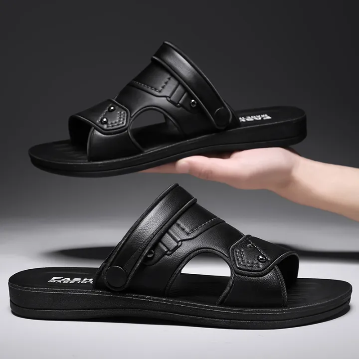 Summer%20Men's%20Sandals%20Leisure%20Beach%20Shoes%20Male%20Holiday%20Slippers%20Outdoor%20Retro%20Comfortable%20Casual%20Sandals%20leather%20Men%20Slippers%20-%20Image%202